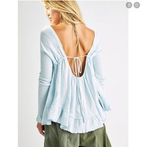 We The  Free Sundae Light Blue Ribbed Tee Top